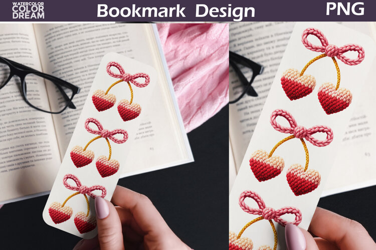 Valentine Cherry Bookmarks | Love Heart Bookmark example image 1