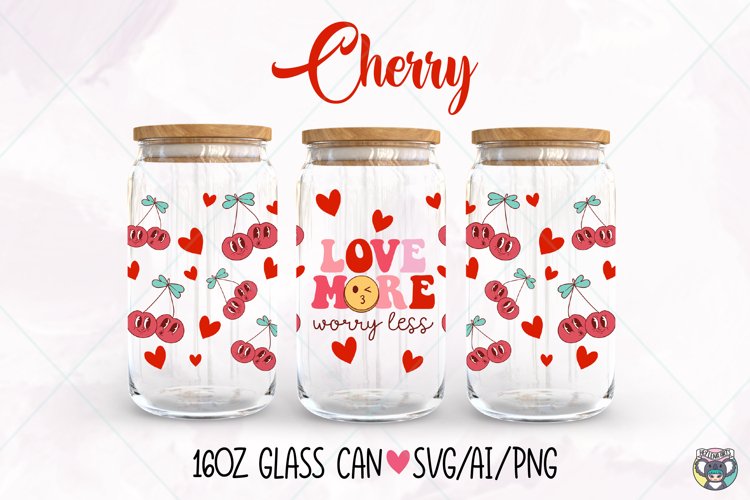 16oz Libbey Glass Can Wrap svg, Valentines Day Glass Can svg
