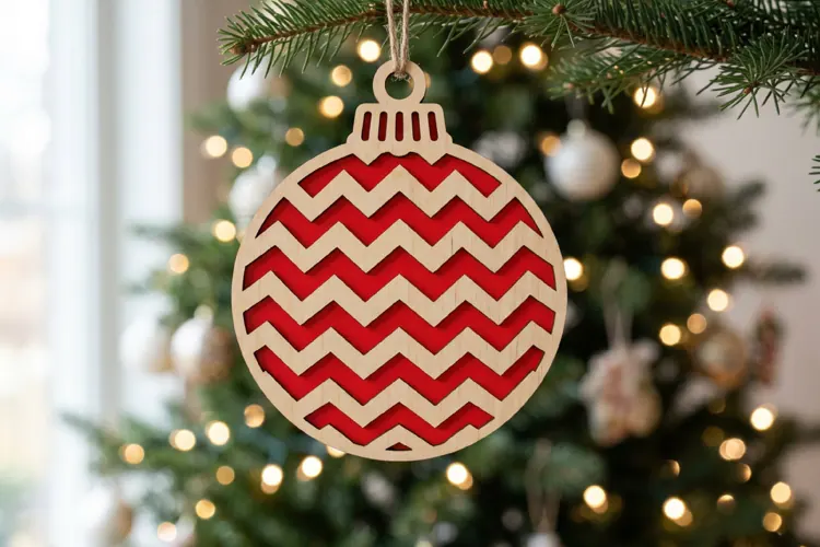 Chevron Christmas Bauble SVG, Laser Cut Ornament File