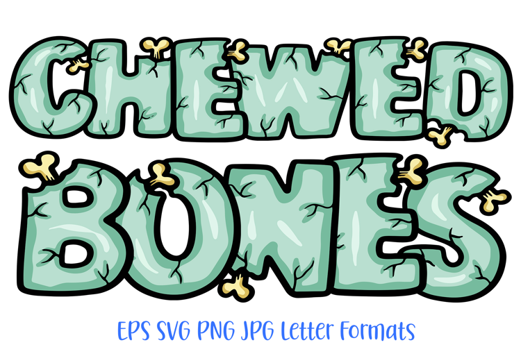 Chewed Bones Lettering Font Zombie Halloween ABC PNG SVG