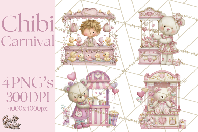 Valentine Chibi Carnival Clipart, Cute Carnival PNG