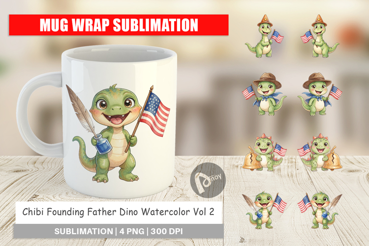 Chibi Founding Father Dino Mug Wrap