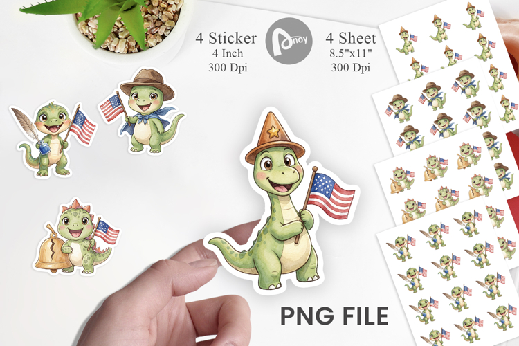 Chibi Founding Father Dino Sticker