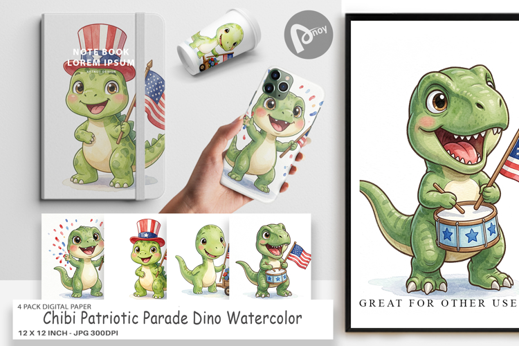 Patriotic Parade Dino Digital Paper