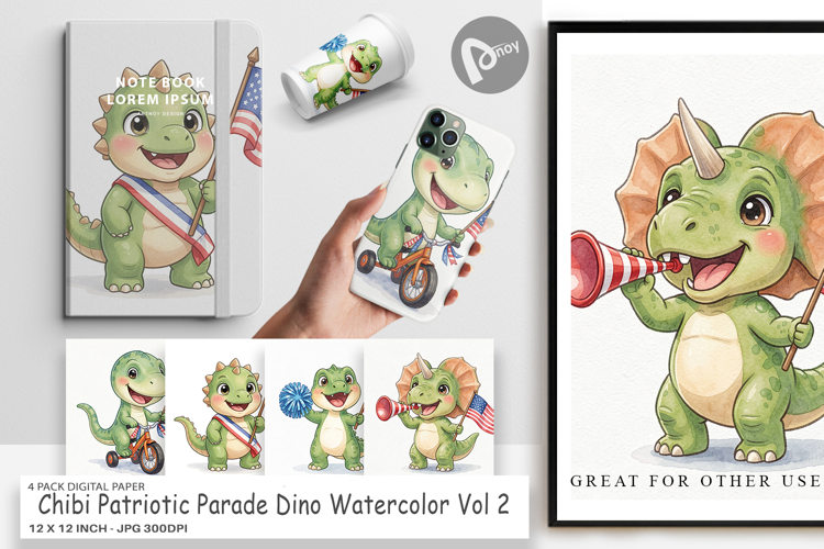 Patriotic Parade Dino Digital Paper