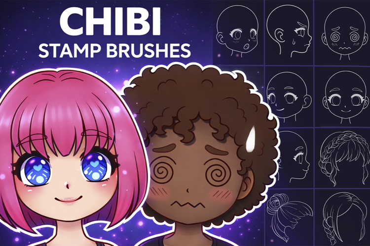 Chibi Procreate Stamp Brushes for Procreate