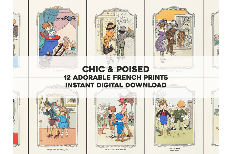 12 Adorable French Children Prints | Vintage Images Bundle