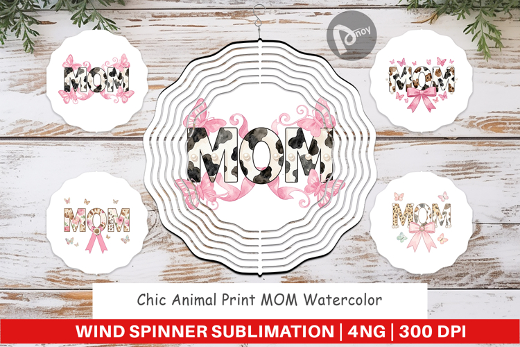 Chic Animal Print MOM Wind Spinner