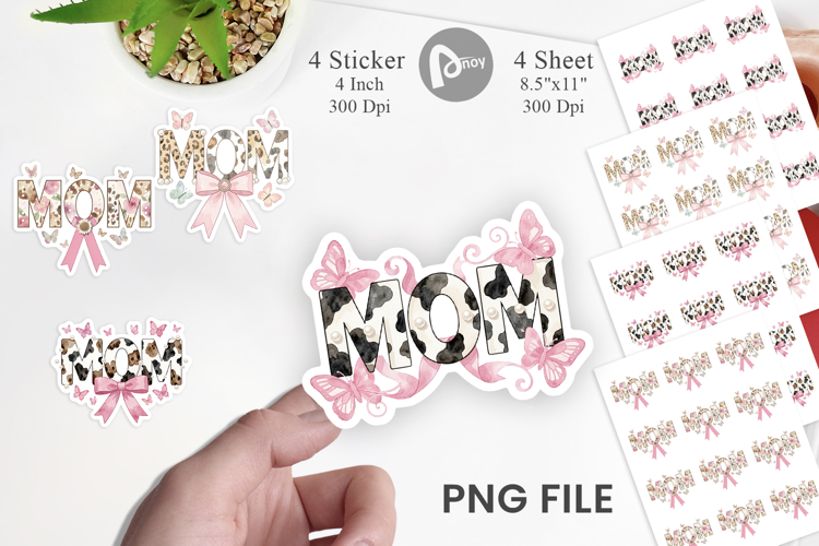 Chic Animal Print MOM Sticker