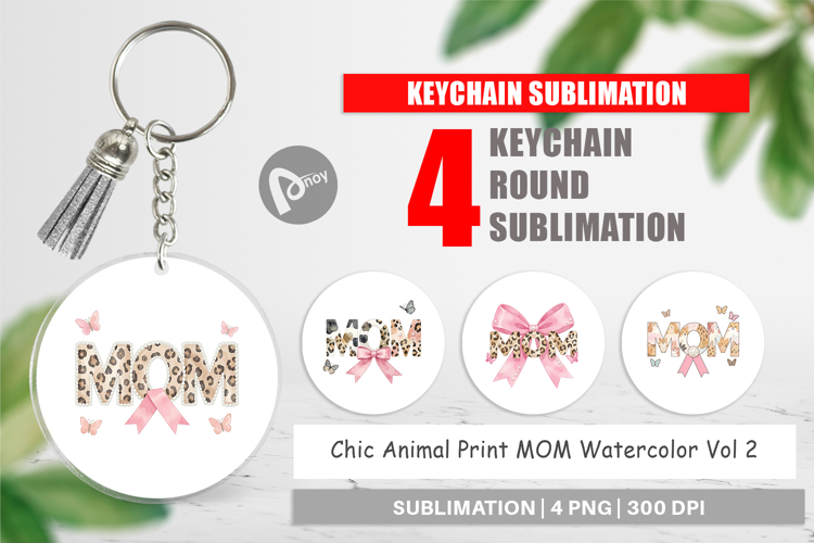 Chic Animal Print MOM Keychain