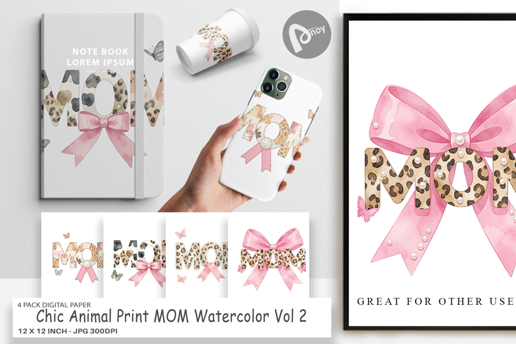 Chic Animal Print MOM Digital Paper
