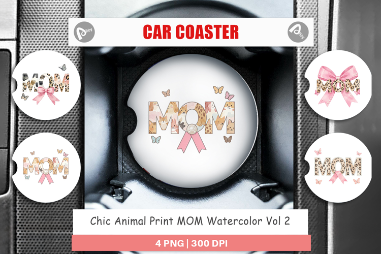 Chic Animal Print MOM Car Coaster