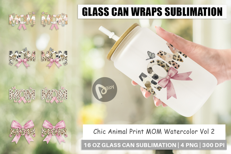 Chic Animal Print MOM Glass Can