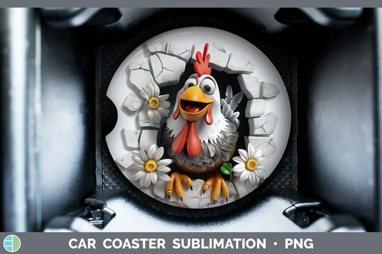 Chicken Car Coaster | Sublimation Coaster Designs