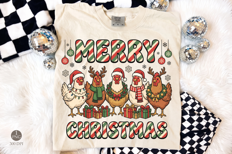 Chicken Christmas PNG, Merry Holiday Farm Sublimation Design