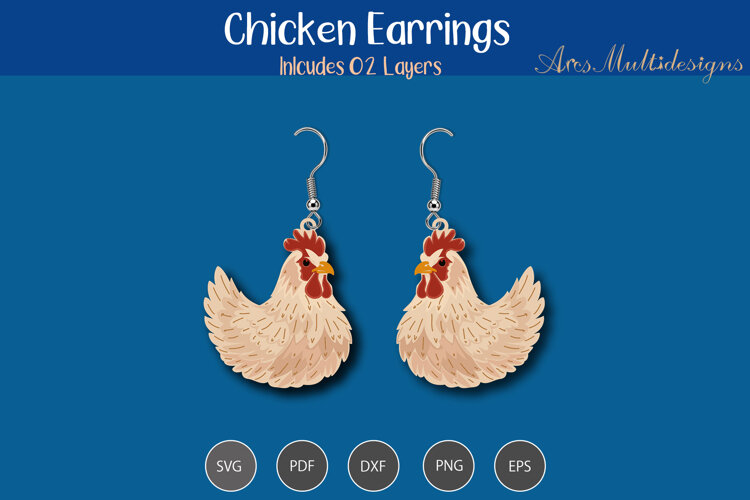 Chicken Earrings SVG example image 1