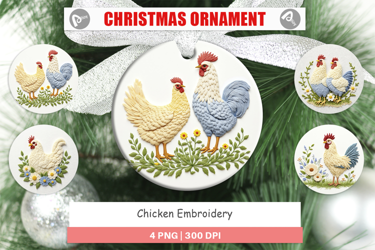 Ornament Chicken Embroidery