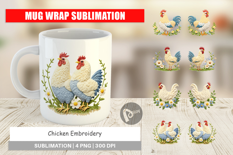 Mug Wrap Chicken Embroidery
