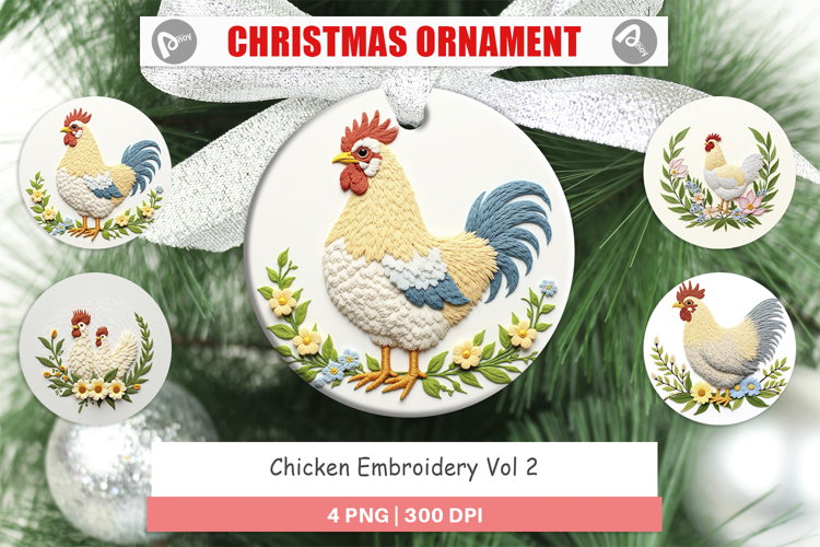 Ornament Chicken Embroidery