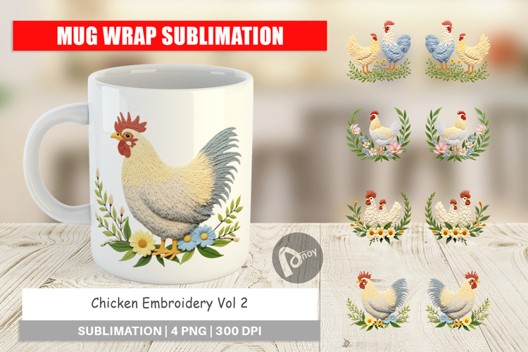 Mug Wrap Chicken Embroidery