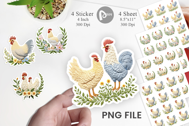 Chicken Embroidery Sticker