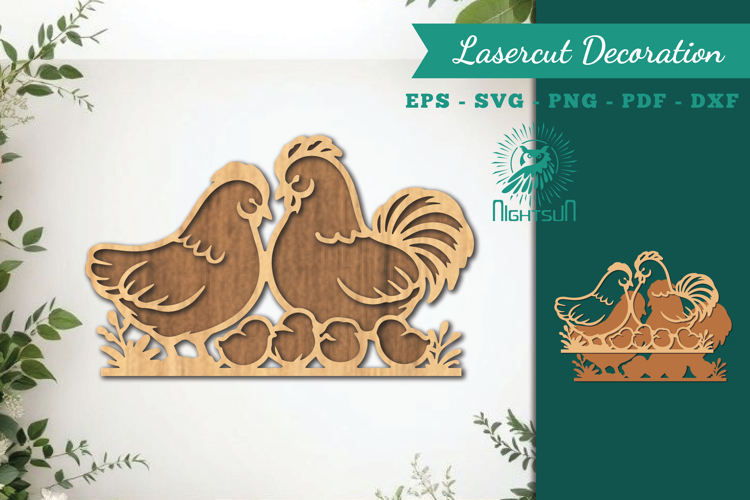 Chicken Family Lasercut Decoration SVG