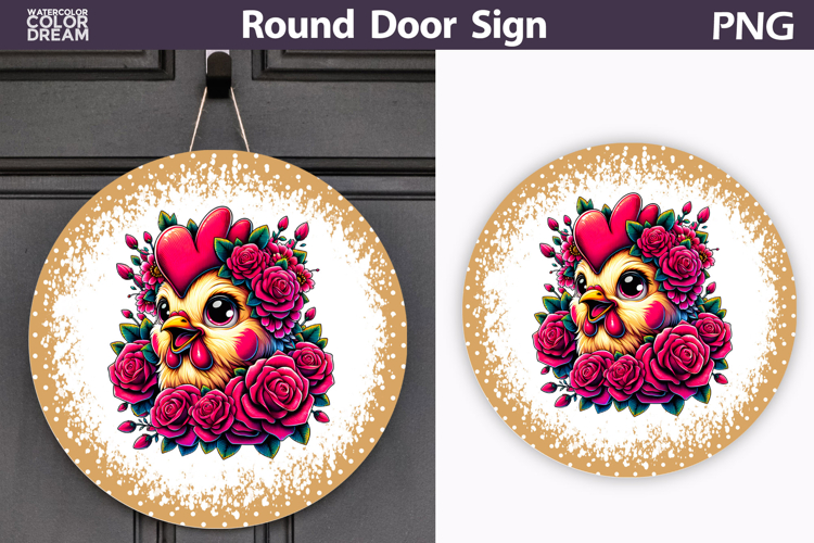 Chicken Floral Round Sign | Mothers Day Sublimation