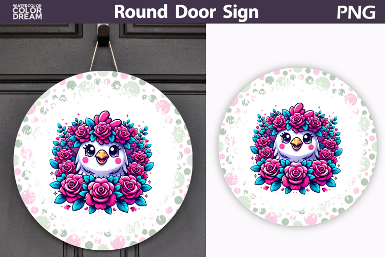 Chicken Floral Round Sign | Mothers Day Sublimation