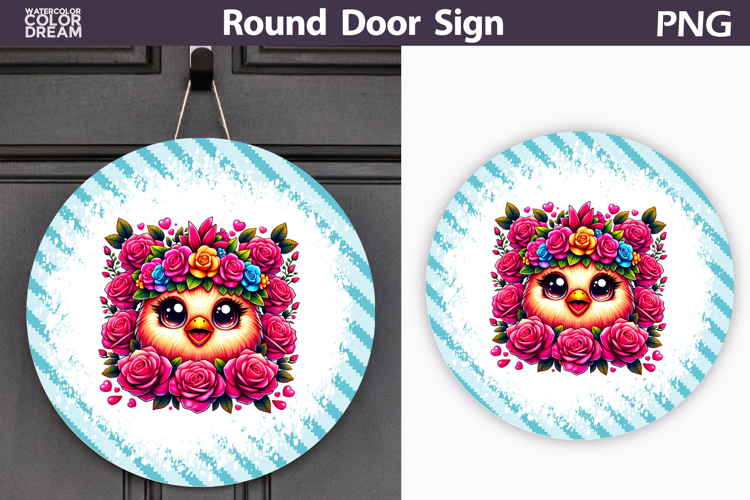 Chicken Floral Round Sign | Mothers Day Sublimation