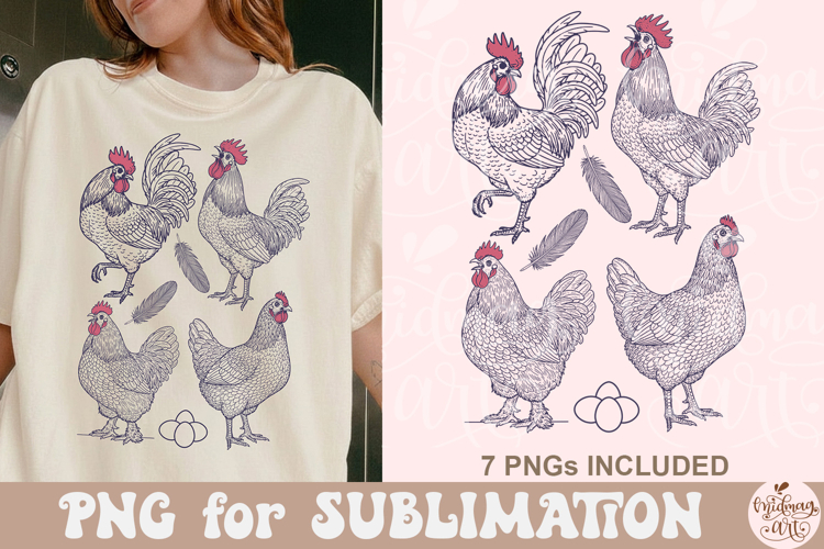 Retro Chickens Sublimation Design