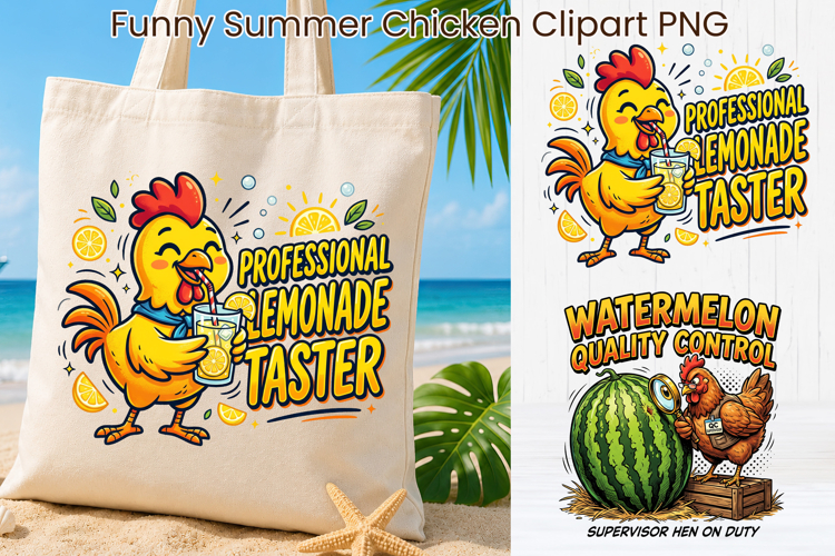 Funny Summer Chicken Clipart | Cute Farm Chicken Characters