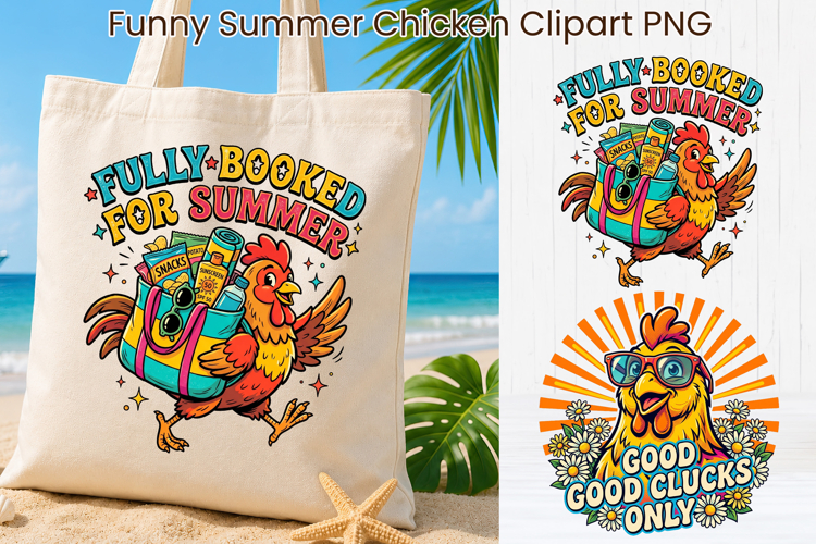 Funny Summer Chicken Clipart | Cute Farm Chicken Characters