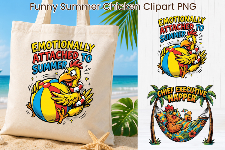 Funny Summer Chicken Clipart | Cute Farm Chicken Characters