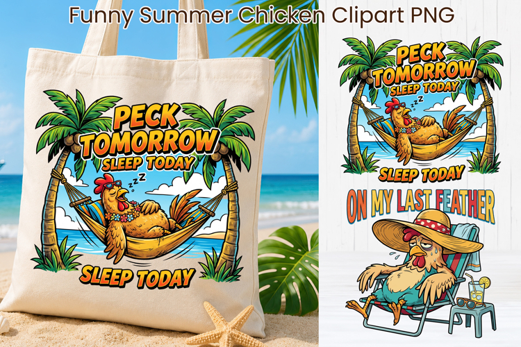 Funny Summer Chicken Clipart | Cute Farm Chicken Characters