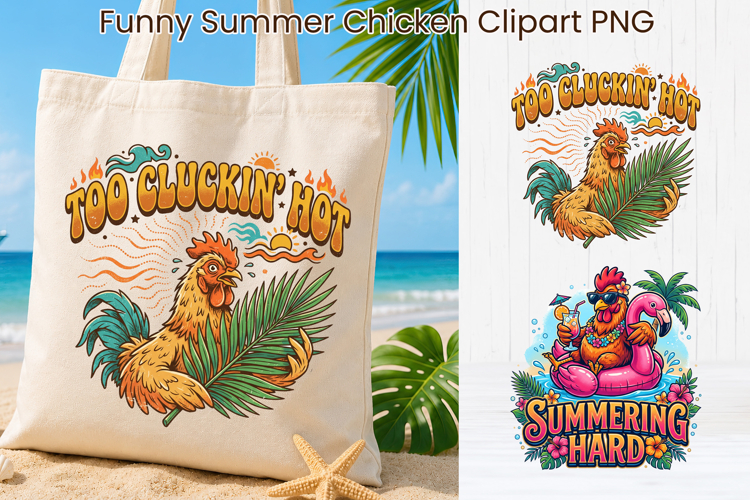 Funny Summer Chicken Clipart | Cute Farm Chicken Characters