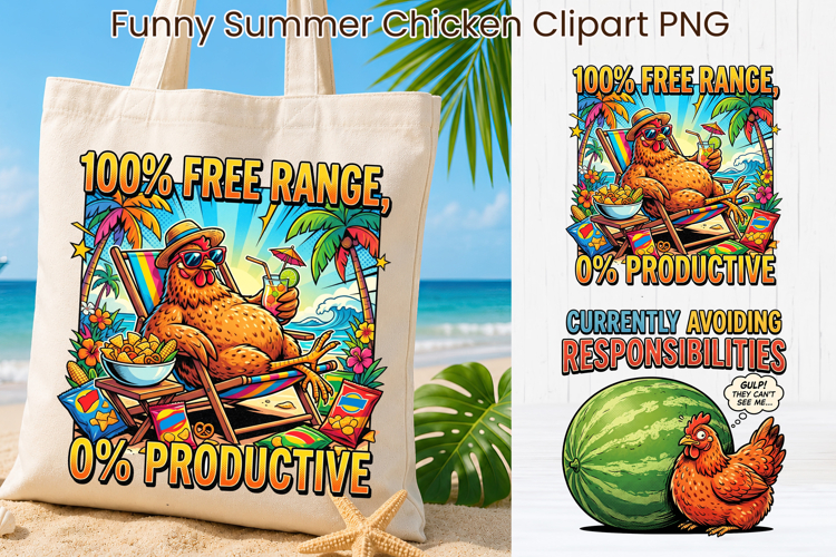 Funny Summer Chicken Clipart | Cute Farm Chicken Characters