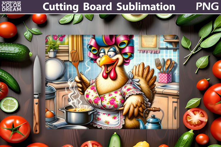 Chicken Lady Cutting Board | Funny Chicken Sublimation