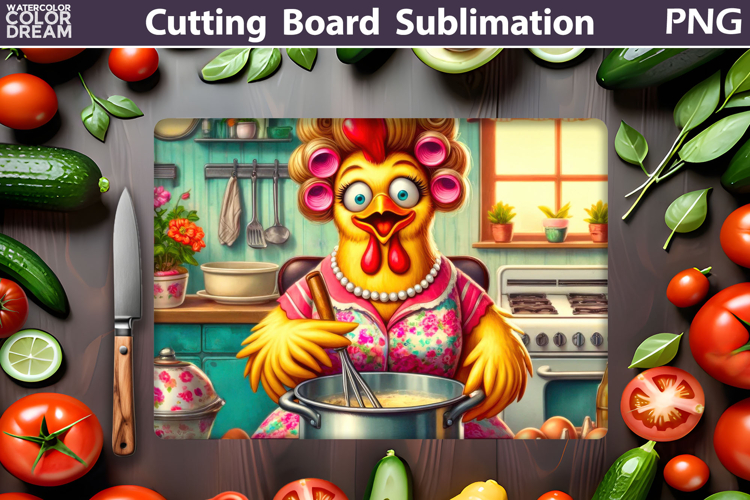 Chicken Lady Cutting Board | Funny Chicken Sublimation