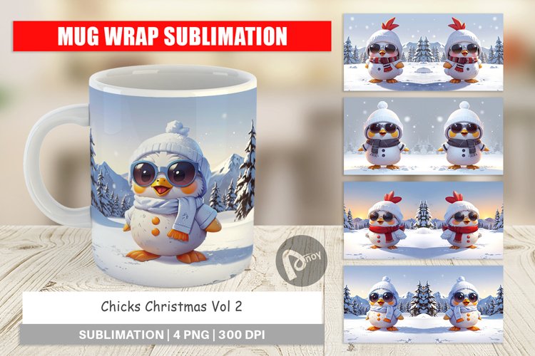 Mug Wrap Design Chicks Christmas