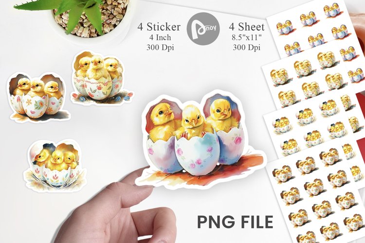 Chicks in Eggs Sticker