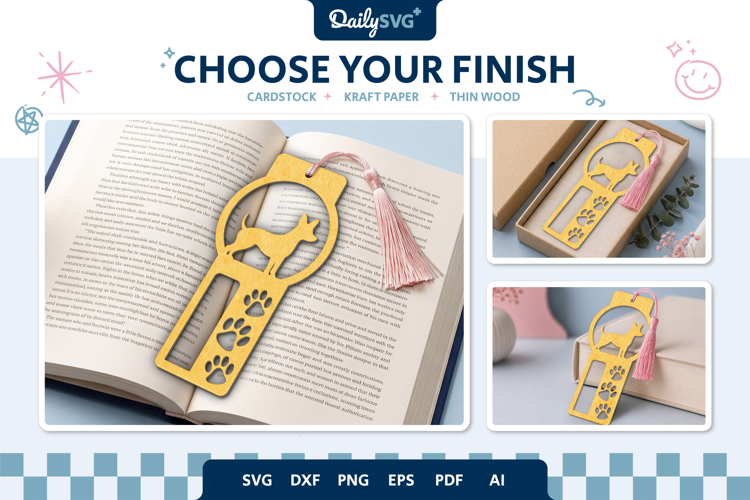 Dog Bookmark Papercut SVG Reading Cut File