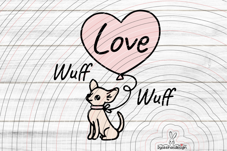 Chihuahua with heart cutting file SVG DXF