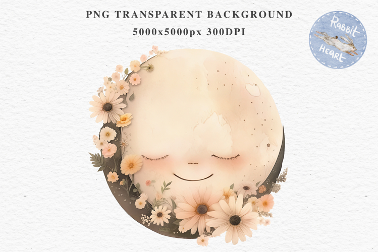 Watercolor Children Moon Stars Smiling Toddler Kids Clipart