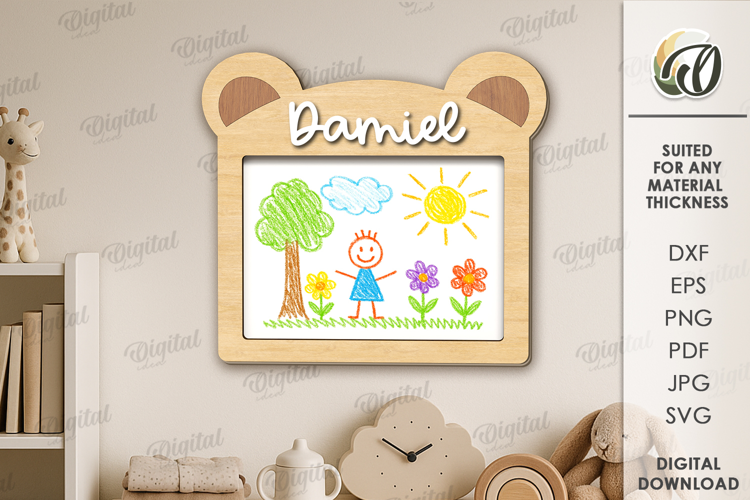 Children's Drawing Frame Laser Cut. Kids Frame SVG
