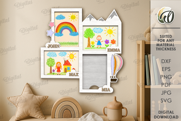 Children's Drawing Frame Laser Cut. Kids Frame SVG
