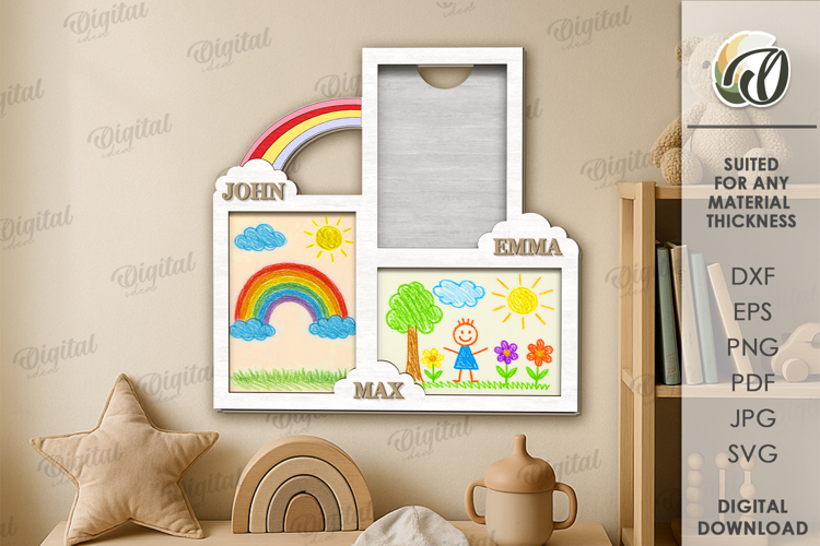 Children's Drawing Frame Laser Cut. Kids Frame SVG