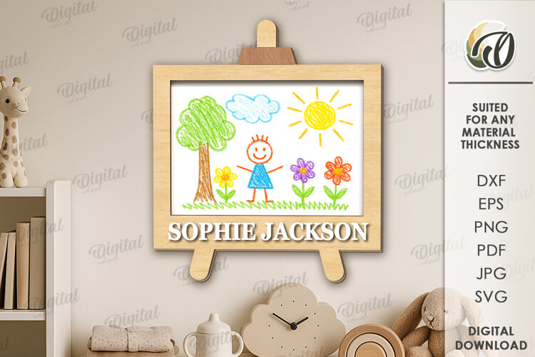 Children's Drawing Frame Laser Cut. Kids Frame SVG example image 1