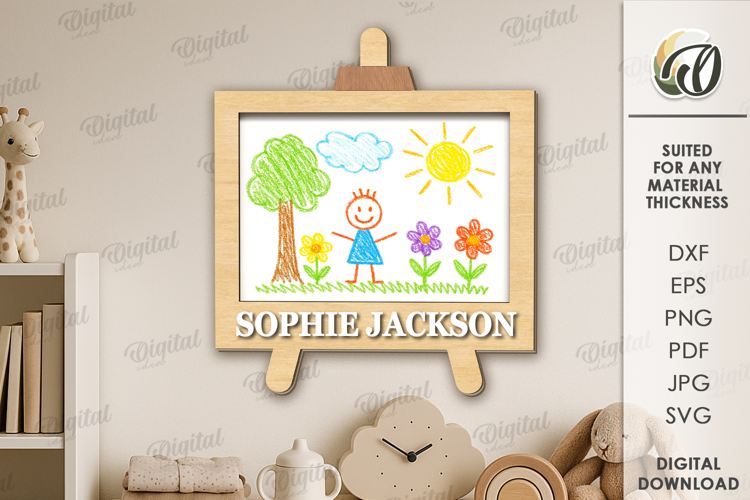 Children's Drawing Frame Laser Cut. Kids Frame SVG