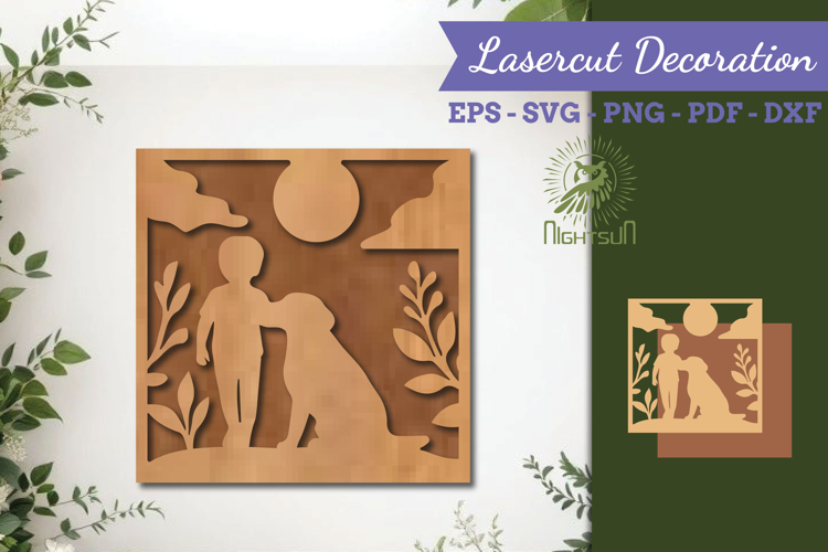 Children With Dogs Lasercut Wall Decor SVG