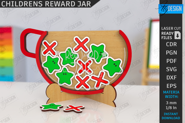 Children’s Reward Jar Laser Cut |Good Behavior Jar| Kids SVG